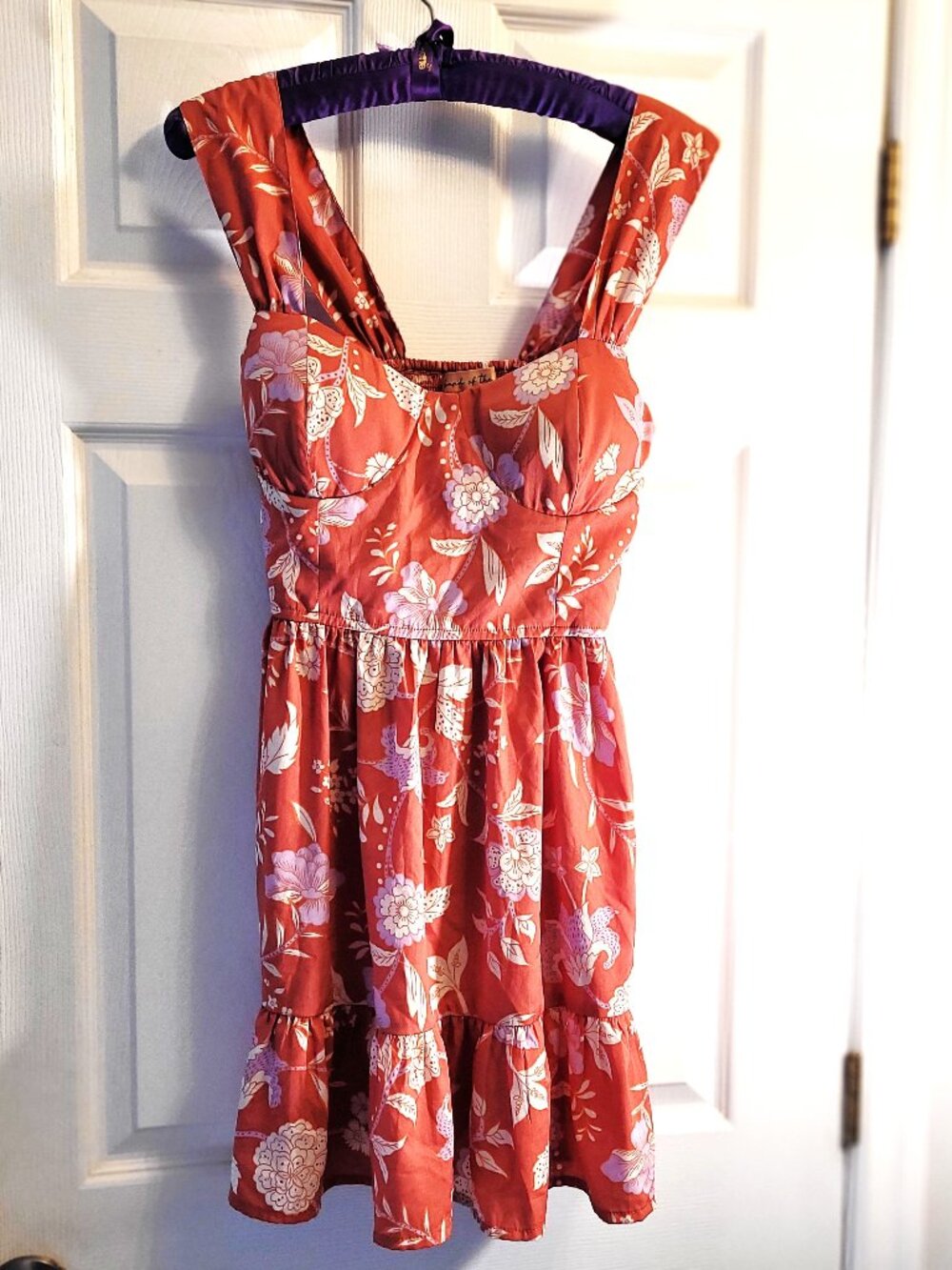 🌹Band of the Free Orange Floral Sweetheart Mini Dress